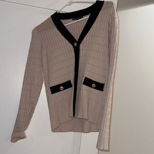 Elegant Beige and Black Women's Sweater